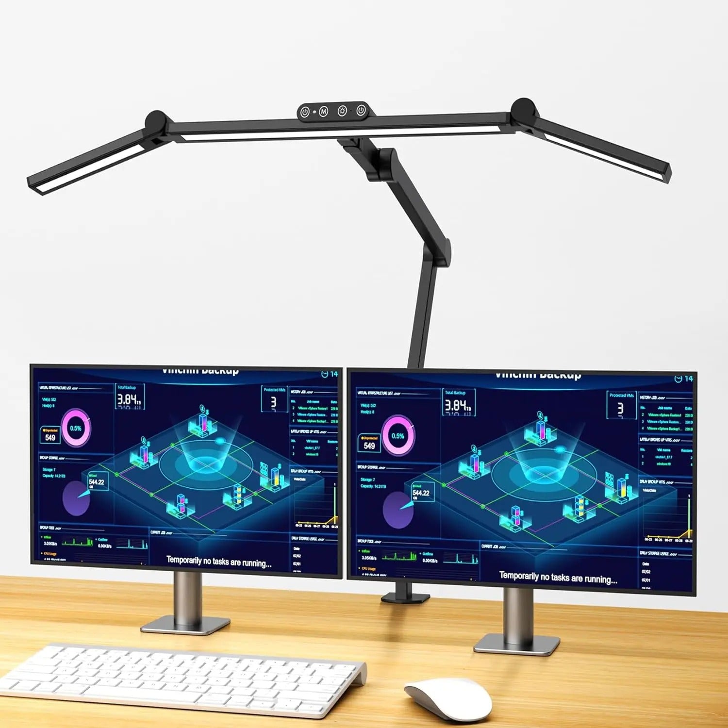 LED Bureaulamp met Klem – 24W Architect Tafellamp met 7 Gewrichten – Automatisch Dimmen, Asymmetrisch Licht en CRI>90