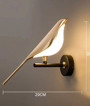 Gouden Vogel LED Wandlamp – Artistieke Wandkandelaar van Metaal – Decoratieve Sfeerverlichting voor Woonkamer en Slaapkamer