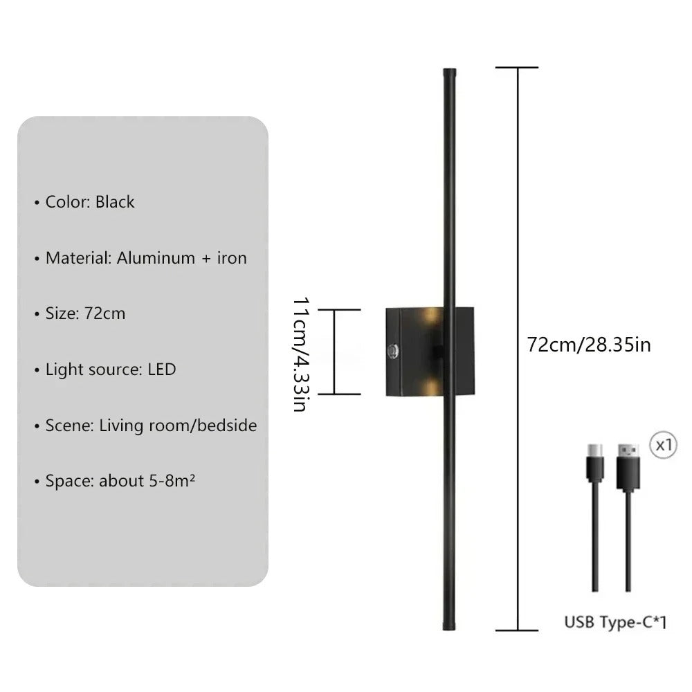 Moderne Oplaadbare LED Wandlamp – Draadloze Wandverlichting met Afstandsbediening – Zwart Goud Design voor Slaapkamer en Woonkamer