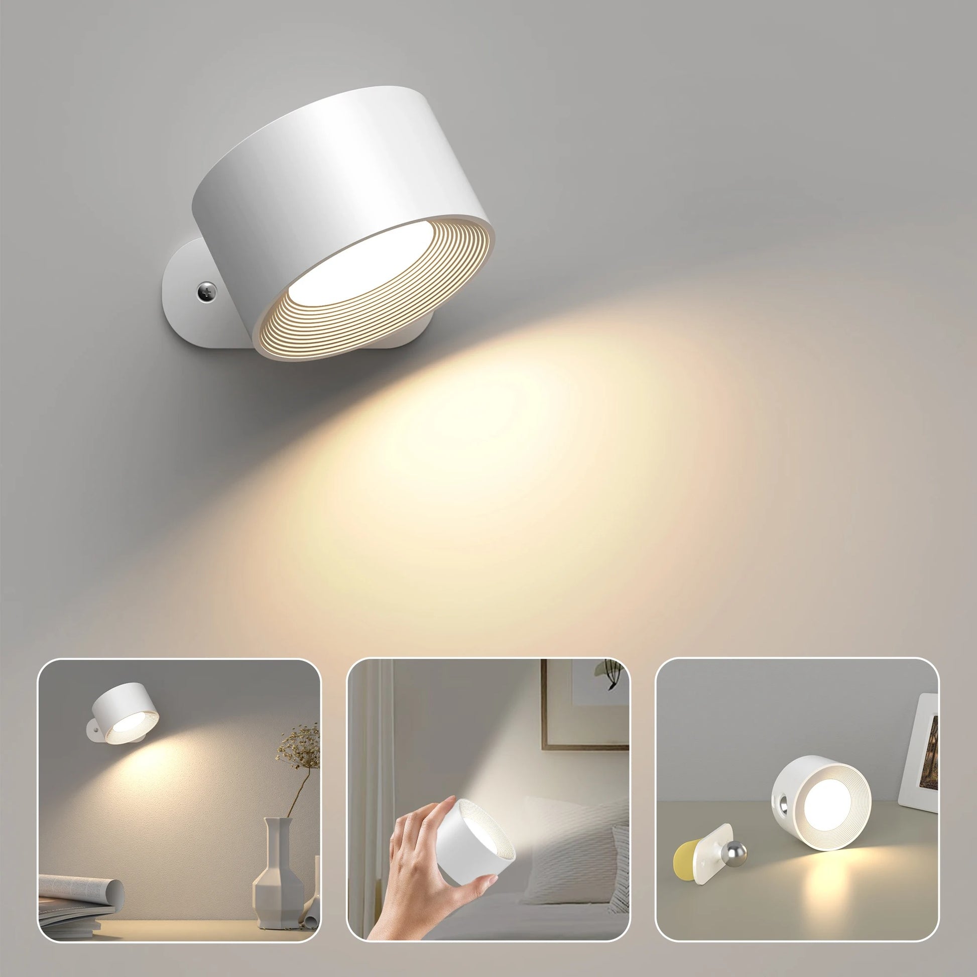 Magnetische LED Wandlamp – Draadloze Oplaadbare Wandverlichting met USB en 3 Lichtkleuren