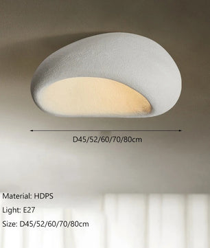 Nordic Wabi-Sabi LED Plafondlamp – Minimalistische Ronde Plafondverlichting van Hars