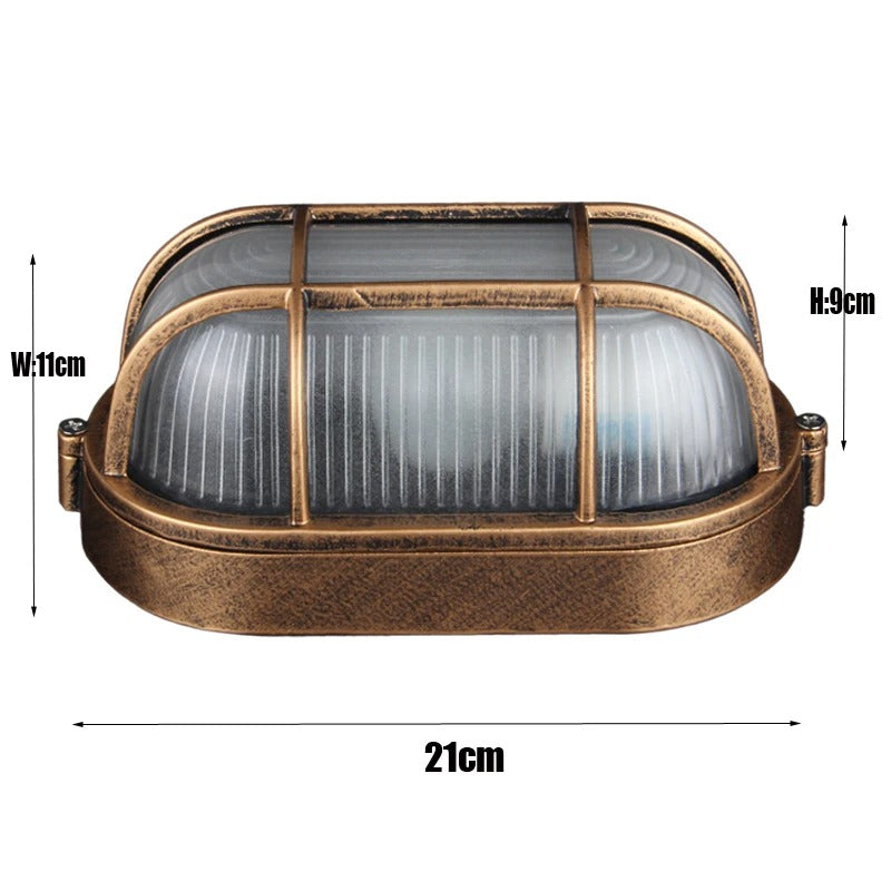 Retro Waterdichte Wandlamp IP65 – Industriële Buitenverlichting van Aluminium en Glas met E27 Fitting