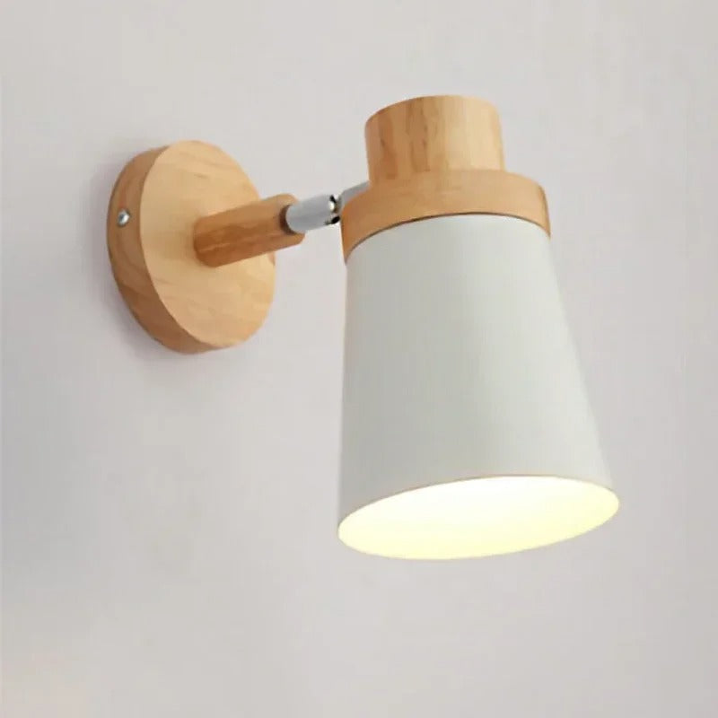 Moderne LED Wandlamp – IJzer en Hout met E27 Fitting – Macaron Design voor Woonkamer en Slaapkamer