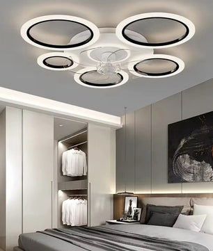 Moderne Plafondventilator met LED-Verlichting – Minimalistische Cirkel Ventilatorlamp met Afstandsbediening, 3 Snelheden en 3 Lichtkleuren voor Woonkamer en Slaapkamer