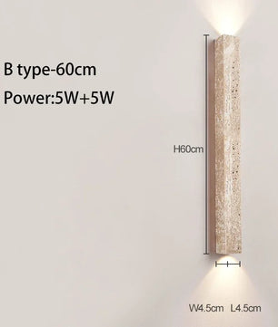 Wabi-Sabi Wandlamp van Gele Grotsteen – Retro Creatief Design voor Gang, Trap en Slaapkamer