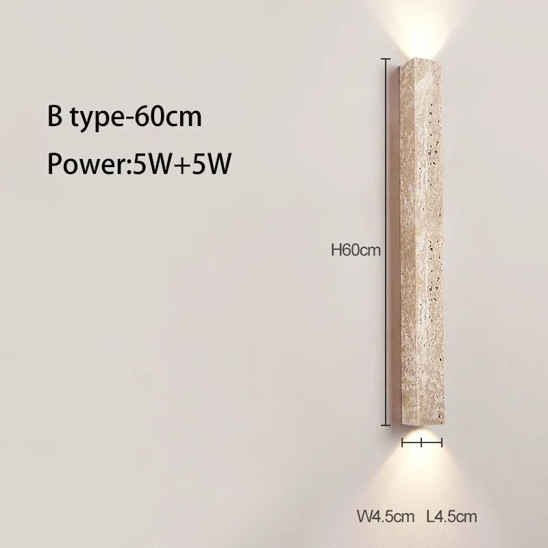 Wabi-Sabi Wandlamp van Gele Grotsteen – Retro Creatief Design voor Gang, Trap en Slaapkamer