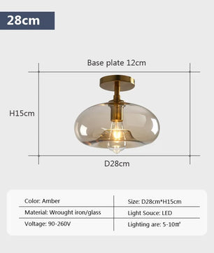 Moderne Glazen Plafondlamp – Minimalistische LED Plafondverlichting met E27 Fitting voor Woonkamer en Hal