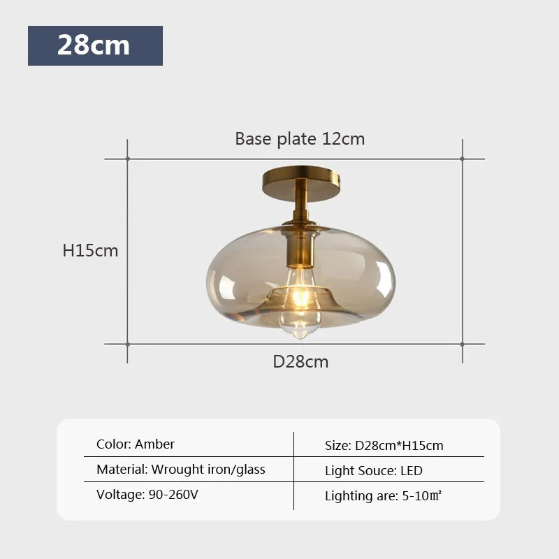 Moderne Glazen Plafondlamp – Minimalistische LED Plafondverlichting met E27 Fitting voor Woonkamer en Hal