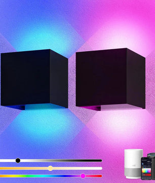 Set van 2 Slimme LED Buitenwandlampen – 10W RGBCW, App- & Stembediening, Waterdicht IP65