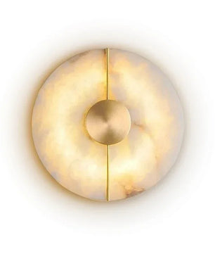 Moderne Marmeren LED Wandlamp – Ronde Albast Wandverlichting met Goud of Koper voor Woonkamer en Slaapkamer