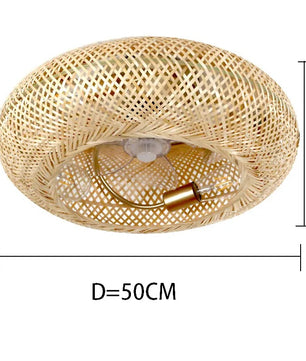 Bamboe LED Plafondventilator 50 cm – Moderne Ventilatorlamp met Intrekbare en Omkeerbare Bladen, Afstandsbediening en Stille Werking voor Woonkamer en Slaapkamer