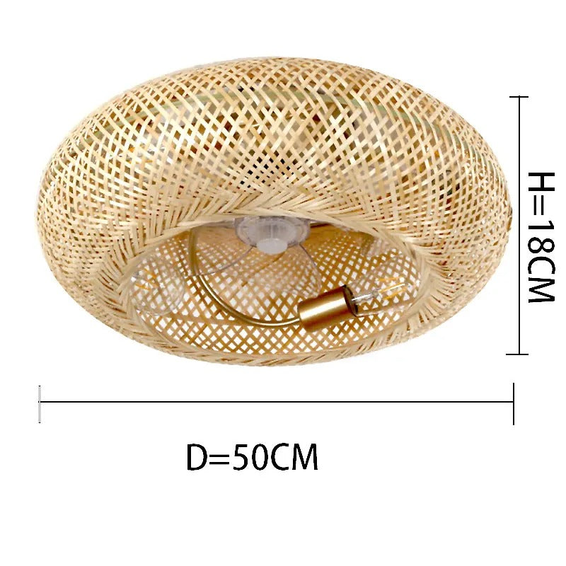 Bamboe LED Plafondventilator 50 cm – Moderne Ventilatorlamp met Intrekbare en Omkeerbare Bladen, Afstandsbediening en Stille Werking voor Woonkamer en Slaapkamer