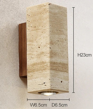 Stenen Wandlamp Travertijn – Luxe Natuursteen Wandverlichting met E27 Fitting en Up Down Light