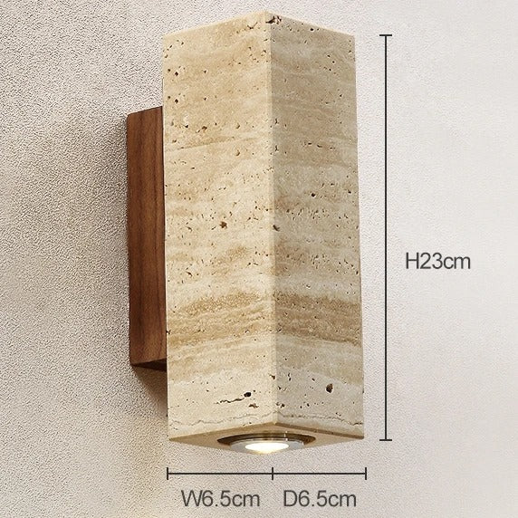 Stenen Wandlamp Travertijn – Luxe Natuursteen Wandverlichting met E27 Fitting en Up Down Light