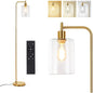 Moderne Industriële Vloerlamp met Glazen Kap – Dimbare LED Staande Lamp E27 met Afstandsbediening en Voetschakelaar – Sfeerverlichting voor Woonkamer en Slaapkamer