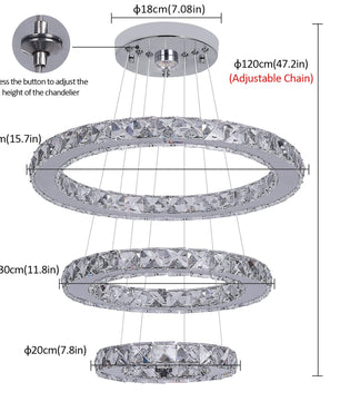 Luxe Kristallen LED Hanglamp – Moderne Kroonluchter van Kristal en RVS met Afstandsbediening – Instelbare Lichtkleur voor Woonkamer en Eetkamer