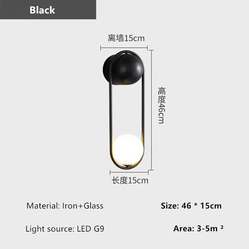 Minimalistische LED Wandlamp – Nordic Luxe Design met Metaal en Mat Glas – Moderne Wandverlichting voor Slaapkamer, Hal en Woonkamer