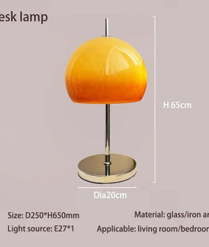 Bauhaus Retro Glazen Tafellamp – Paddenstoel Lamp met Oranje Gradiënt – Decoratieve Sfeerlamp voor Woonkamer en Slaapkamer