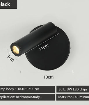 Verstelbare LED Wandlamp 3W – Moderne Leeslamp met Roterende Spotlight – Warm Wit, Wandmontage voor Slaapkamer, Hotel & Studie