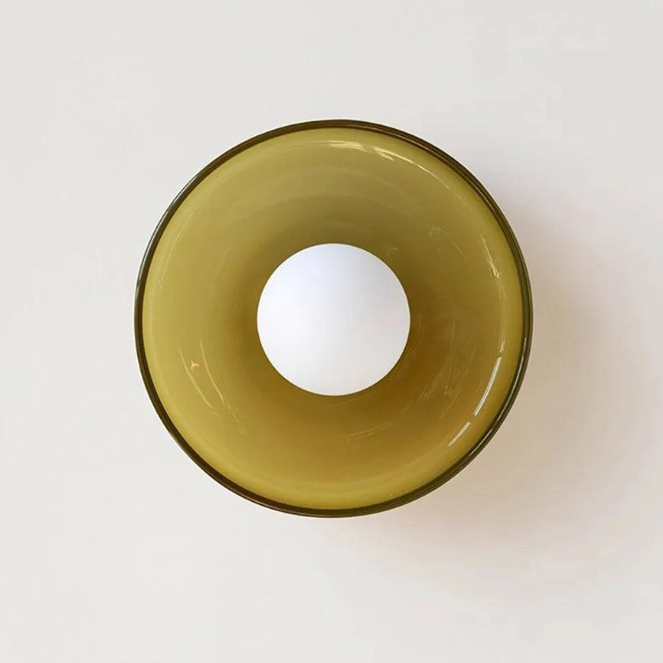 Scandinavische Glazen Plafondlamp – LED Opbouwlamp met Gekleurde Glazen Kap voor Hal, Woonkamer en Slaapkamer