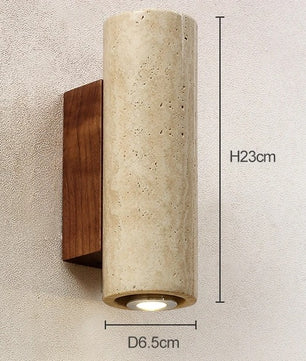 Stenen Wandlamp Travertijn – Luxe Natuursteen Wandverlichting met E27 Fitting en Up Down Light