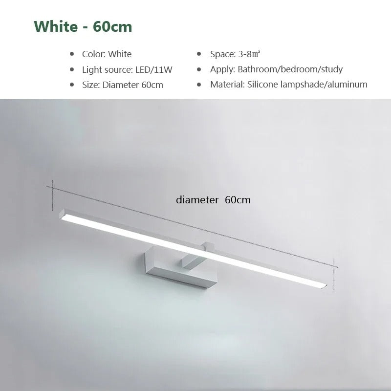 Moderne LED Wandlamp Badkamer van Aluminium – 3 Kleurstanden, Strakke Spiegel- en Make-up Verlichting voor Wandmontage