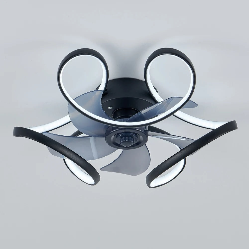 Nordic Smart Plafondventilator met LED – Scandinavisch Geometrisch Design met APP en Afstandsbediening, 6 Snelheden en Stille DC-Motor voor Woonkamer en Slaapkamer