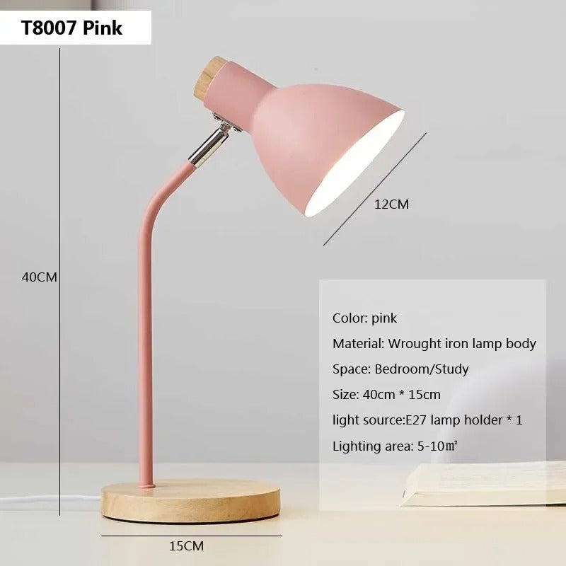 Houten Nordic Tafellamp – Scandinavische Flexibele Bureaulamp met E27 Fitting – Minimalistisch Design voor Woonkamer en Kantoor