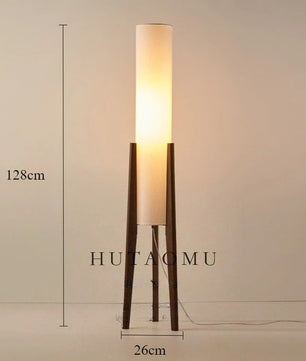 Japanse Wabi-sabi Vloerlamp van Massief Hout – Retro Staande Lamp met Stoffen Kap – Sfeervolle Hoeklamp voor Woonkamer en Slaapkamer