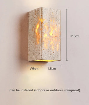 Wabi Sabi Natuursteen Wandlamp – Minimalistische LED Wandverlichting met Rustieke Uitstraling