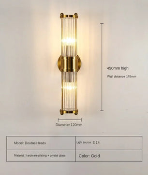 Luxe Kristallen Wandlamp – Modern Design met Gouden Afwerking – E14 Wandverlichting voor Binnen