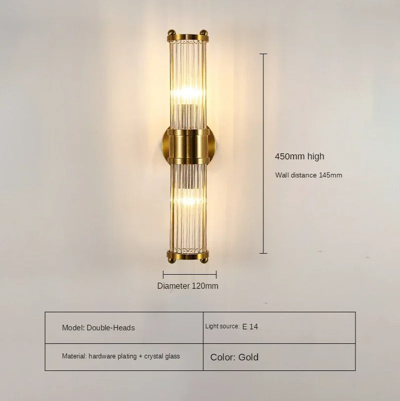Luxe Kristallen Wandlamp – Modern Design met Gouden Afwerking – E14 Wandverlichting voor Binnen