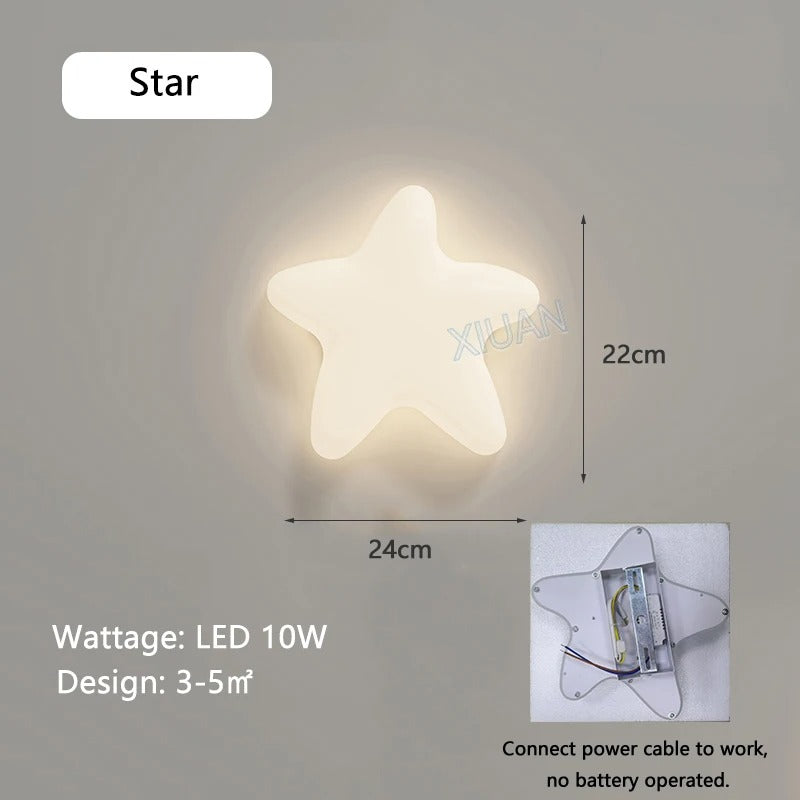 Wolk & Ster Wandlamp – Kinderkamer Verlichting, Sfeervol & Schattig voor Babykamer & Speelkamer