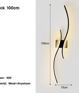 Nordic LED Wandlamp – Minimalistisch Scandinavisch Design – Zwart – Sfeervolle Wandverlichting voor Slaapkamer, Woonkamer en Gang