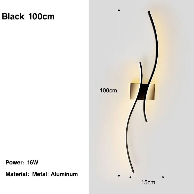 Nordic LED Wandlamp – Minimalistisch Scandinavisch Design – Zwart – Sfeervolle Wandverlichting voor Slaapkamer, Woonkamer en Gang