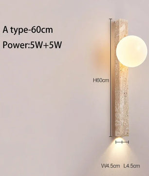 Wabi-Sabi Wandlamp van Gele Grotsteen – Retro Creatief Design voor Gang, Trap en Slaapkamer