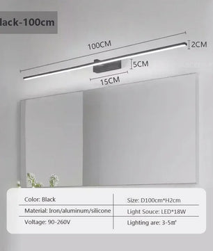 Moderne LED Wandlamp Spiegelverlichting – Minimalistische Striplamp 40 tot 100 cm, Zwart of Wit, Neutraal of Driekleurig Licht voor Badkamer & Interieur