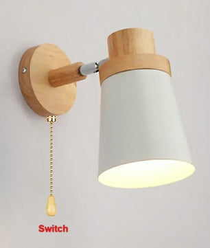 Moderne LED Wandlamp – IJzer en Hout met E27 Fitting – Macaron Design voor Woonkamer en Slaapkamer