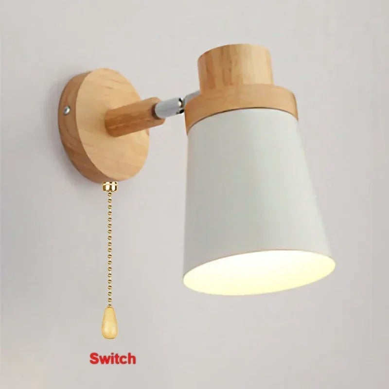 Moderne LED Wandlamp – IJzer en Hout met E27 Fitting – Macaron Design voor Woonkamer en Slaapkamer