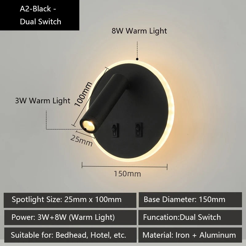 Moderne LED Wandlamp met USB Oplaadpoorten – Verstelbare Leeslamp en Sfeerverlichting voor Slaapkamer en Hotel