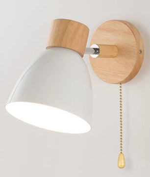 Houten Scandinavische Wandlamp – Moderne E27 Binnenverlichting met Schakelaar en Draaibare Kop