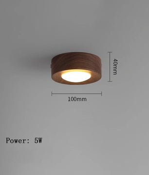 LED Plafondlamp van Hout – Moderne Opbouwlamp met Walnoot en Es Accenten – Minimalistische LED Binnenverlichting voor Woonkamer en Gang