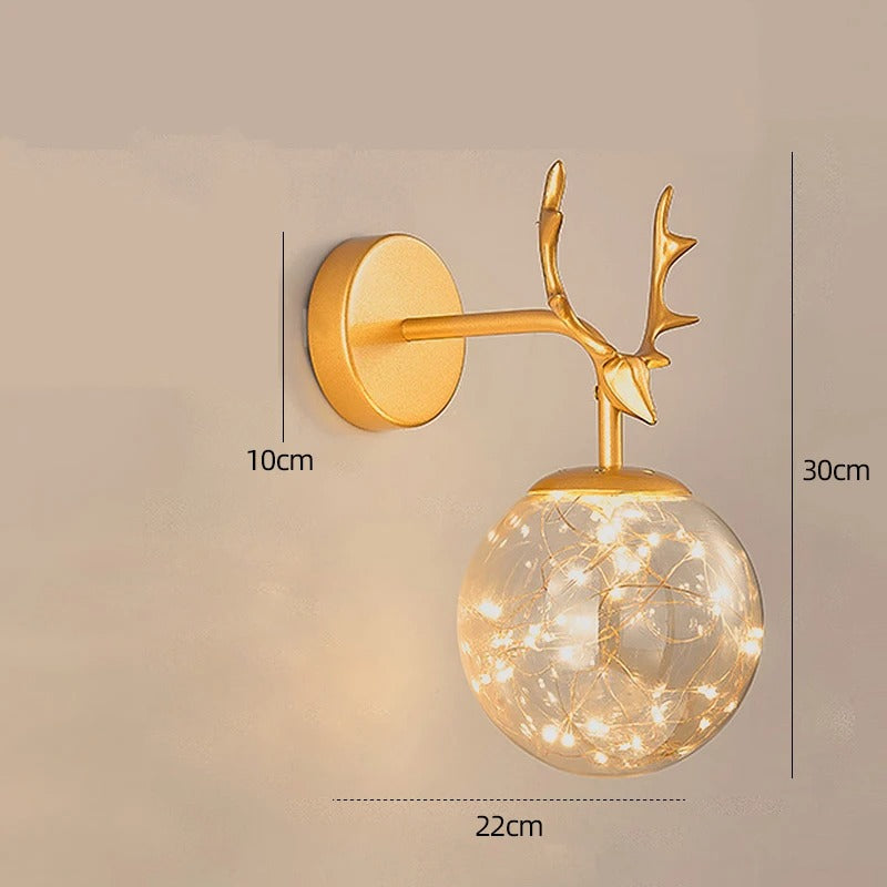 Glazen Ster Wandlamp – Moderne LED Wandverlichting van Glas en Metaal – Decoratieve Sfeerlamp voor Slaapkamer en Woonkamer