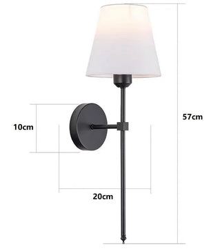 Industriële Wandlamp met Stoffen Kap – Metaal Retro Design met E27 LED – Sfeervolle Wandverlichting voor Slaapkamer, Woonkamer en Horeca