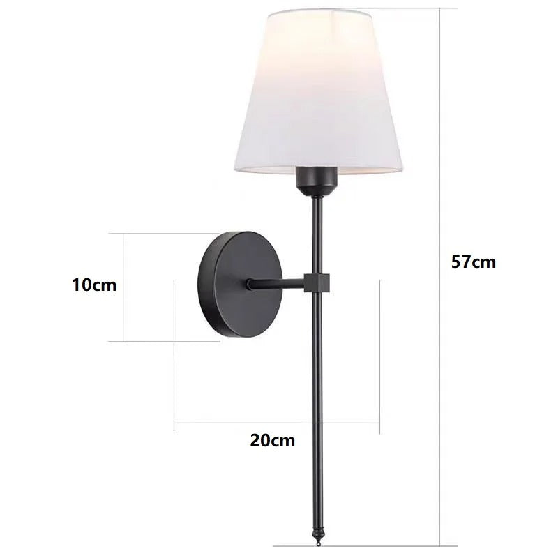 Industriële Wandlamp met Stoffen Kap – Metaal Retro Design met E27 LED – Sfeervolle Wandverlichting voor Slaapkamer, Woonkamer en Horeca