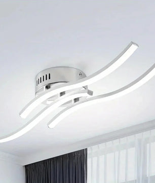 Moderne LED Kroonluchter – 3-Armig Golvend Design – 21W Chroom – Koel Wit 5500K voor Woonkamer, Eetkamer en Hal
