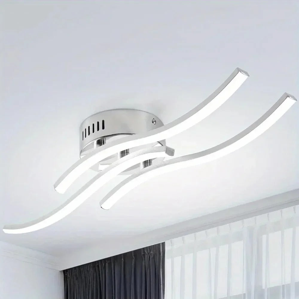 Moderne LED Kroonluchter – 3-Armig Golvend Design – 21W Chroom – Koel Wit 5500K voor Woonkamer, Eetkamer en Hal