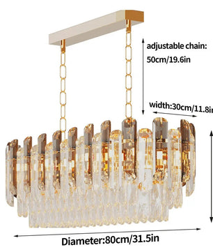 Luxe Kristallen Kroonluchter – Moderne LED Plafondlamp met E14 Fittingen in Goud