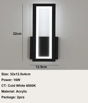 Moderne LED Wandlamp – 16W Acryl Wandverlichting – Zwart – Warm Wit 3000K – Voor Gang, Trap en Woonruimte