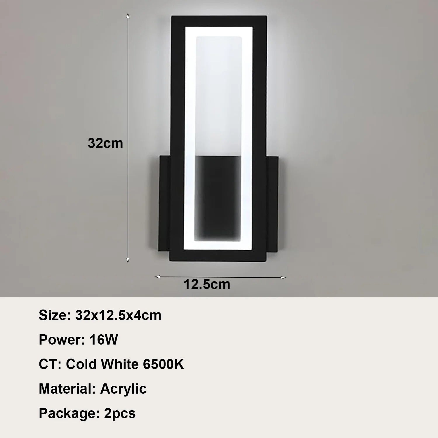 Moderne LED Wandlamp – 16W Acryl Wandverlichting – Zwart – Warm Wit 3000K – Voor Gang, Trap en Woonruimte